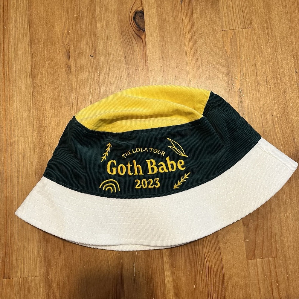Goth Babe Bucket Hat 2023 The Lola Tour Green Yellow White Corduroy